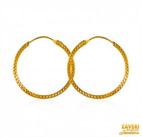 22K Gold Big Hoop Earrings  ( 22K Gold Hoops )