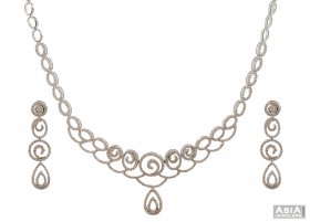 Contemporary White Gold Diamond Set ( Diamond Necklace Sets )