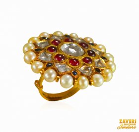 22Kt Gold Kundan Ring ( 22K Exquisite Rings )