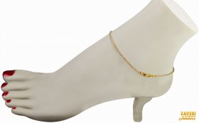 22Kt Gold Two Tone Anklet (1pc) ( Gold Anklets (Payals) )
