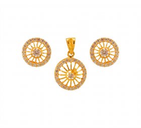 22K Gold Pearls Pendant Set 