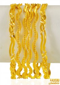 22Kt Gold Wavy Bangles (6PC)