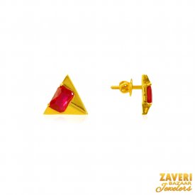 22Kt Gold Colored stone Earrings 