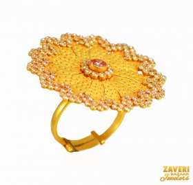 22Kt Rose Gold Stones Ring ( 22K Exquisite Rings )