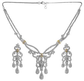 18kt White Gold Fancy Diamond Set ( Diamond Necklace Sets )