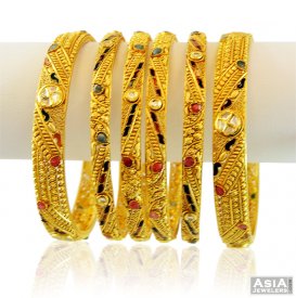 22kAntique style Kundan Bangles Set ( Gold Bangle Sets )