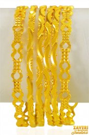 22K Gold Laser Churis (6 PC) ( 22K Gold Bangles )