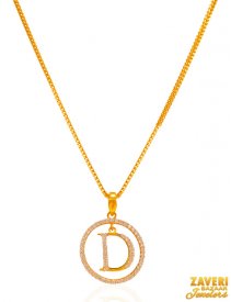 22K Gold Initial Pendant (Letter D)