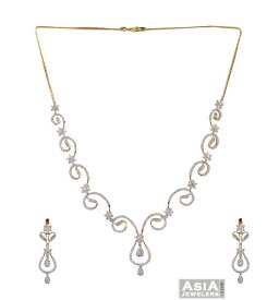 18k Gold Diamond Necklace Set  ( Diamond Necklace Sets )