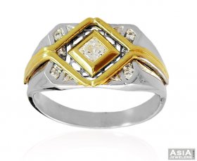 Fancy Two Tone Men Ring 18K  ( Men`s Rings )