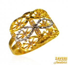 22 Kt Gold Two Tone Ring ( 22K Gold Rings )