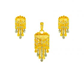 22K Gold Filigree Pendant Set ( Gold Pendant Sets )