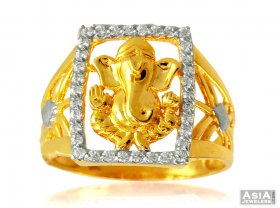 22k Ganesha Mens Stones Ring  ( Men`s Rings )