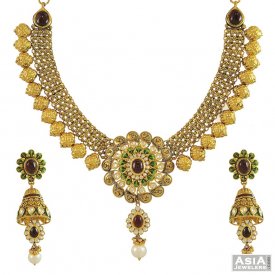 22K Necklace Set ( Big ) - 22K Gold big Necklace and Earrings Set ...