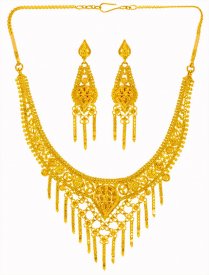 22 Karat Gold Necklace Earring Set ( 22K Gold Necklace Sets )