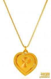 22K Gold Initial Pendant (Letter P)