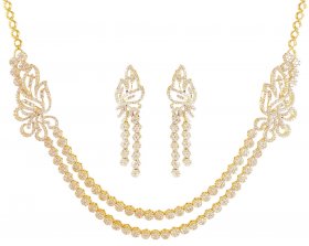 18K Gold Layered Diamond Set ( Diamond Necklace Sets )