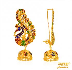 Peacock Exclusive Jhumki Earrings ( Gold Long Earrings )